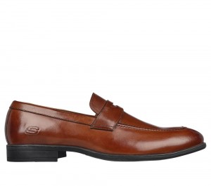 Men Skechers Trentmore - Corinth Slip On Shoes Cognac Brown USA | 5638-ITBWZ