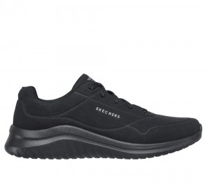 Men Skechers Ultra Flex 2.0 - Vicinity Lace Up Black USA | 3698-EZLSA