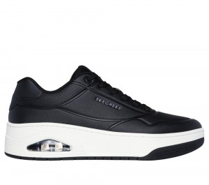 Men Skechers Uno Court Lace Up Black USA | 6874-DEXSI
