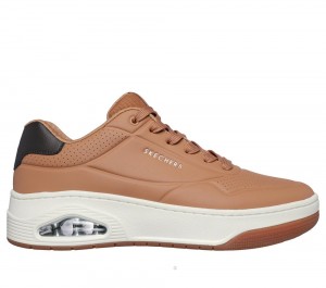Men Skechers Uno Court Lace Up Tan Grey USA | 9745-NEWDC
