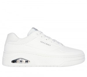 Men Skechers Uno Court Lace Up White USA | 1795-YCNFV