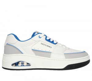 Men Skechers Uno Court - Low-Post Lace Up White / Blue USA | 4081-VYMID