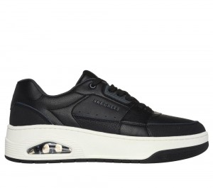 Men Skechers Uno Court - Low-Post Lace Up Black USA | 7132-QBXCL