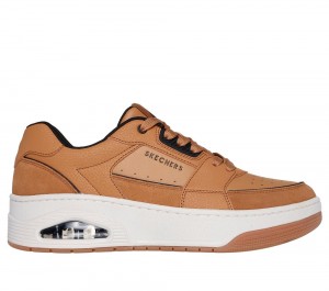 Men Skechers Uno Court - Low Post Match Lace Up Whiskey Brown USA | 3210-VCMTH