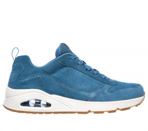 Men Skechers Uno Lace Up Blue USA | 3064-RIBZS