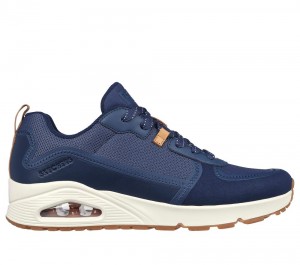 Men Skechers Uno - Layover Lace Up Navy USA | 0948-WRYXF