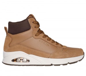 Men Skechers Uno - Stacre Mid Boots Whiskey Brown USA | 5967-BSLPO