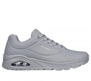 Men Skechers Uno - Stand on Air Lace Up Light Grey USA | 5647-WYSFH
