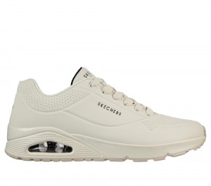 Men Skechers Uno - Stand on Air Lace Up Off White USA | 9815-EYGCL