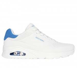 Men Skechers Uno - Suited On Air Lace Up White / Blue USA | 2091-DASTK