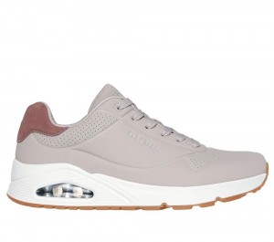 Men Skechers Uno - Suited On Air Lace Up Taupe Brown USA | 1573-UKTBE