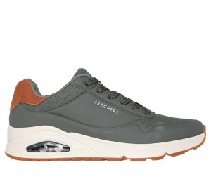 Men Skechers Uno - Suited On Air Lace Up Olive USA | 1359-MJNUV