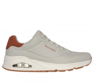 Men Skechers Uno - Suited On Air Lace Up Natural White USA | 2890-OWQEU