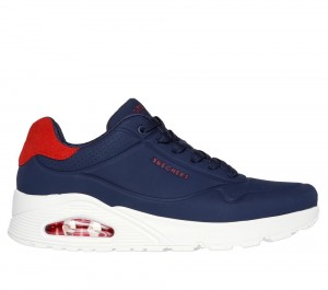Men Skechers Uno - Suited On Air Sneakers Navy / Red USA | 5670-MEBYA