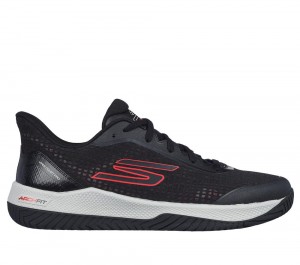Men Skechers Viper Court Pro - Pickleball Lace Up Black / Red USA | 4956-XCBKW