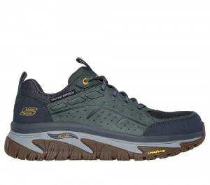 Men Skechers Waterproof: Arch Fit Road Walker - Vernal Lace Up Green USA | 1328-QMOEN