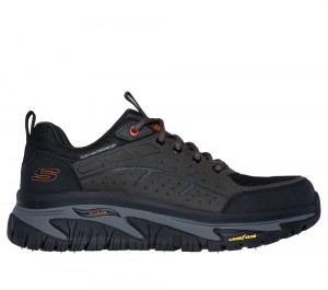 Men Skechers Waterproof: Arch Fit Road Walker - Vernal Lace Up Charcoal / Black USA | 0538-WEVYN