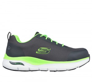 Men Skechers Work: Arch Fit SR - Ringstap Work Shoes Charcoal / Lime USA | 1368-ZEQXW