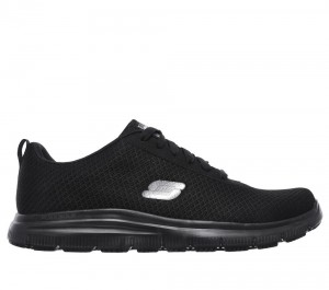Men Skechers Work Relaxed Fit: Flex Advantage - Bendon SR Lace Up Black USA | 6287-EJQMK