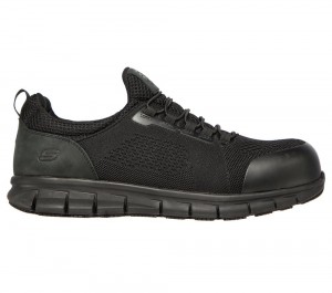 Men Skechers Work: Synergy - Omat Alloy Toe Work Shoes Black USA | 0238-XMTLB