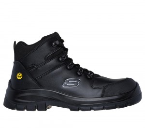 Men Skechers Work: Trophus - Kilram Lace Up Black USA | 6724-KJBGF
