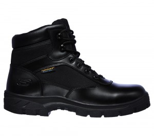 Men Skechers Work: Wascana - Benen WP SR Work Shoes Black USA | 8395-CVYLT