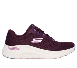 Women Skechers Arch Fit 2.0 - Big League Lace Up Shoes Plum Purple USA | 6035-HAFCN