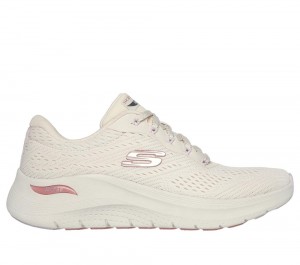 Women Skechers Arch Fit 2.0 - Big League Lace Up Shoes Natural / Multicolor USA | 7852-HQTXC