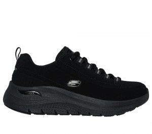Women Skechers Arch Fit 2.0 - Dark Horse Lace Up Shoes Black USA | 0136-EWGQO
