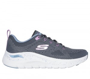 Women Skechers Arch Fit 2.0 - Fast Paced Lace Up Shoes Grey / Multicolor USA | 8475-SUVBM
