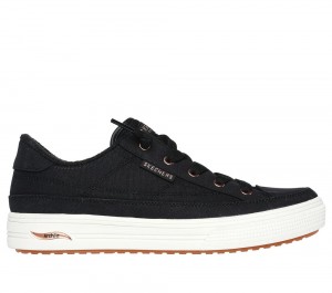 Women Skechers Arch Fit Arcade - Meet Ya There Slip On Shoes Black USA | 4785-FYVGB