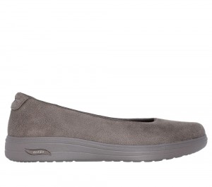 Women Skechers Arch Fit Inspire - Windmore Flat Shoes Dark Taupe USA | 6205-GUFAW