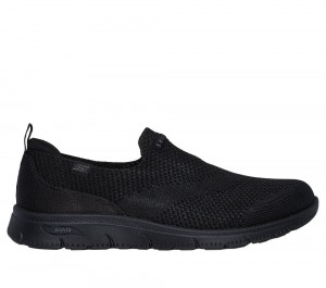 Women Skechers Arch Fit Refine 2.0 - Cascade Slip On Shoes Black USA | 0793-ENUWH