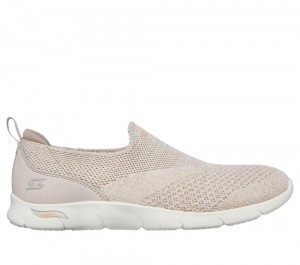 Women Skechers Arch Fit Refine - Don't Go Sneakers Taupe Brown USA | 3802-XVMKQ
