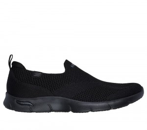 Women Skechers Arch Fit Refine - Iris Slip On Shoes Black USA | 2389-HEPYV