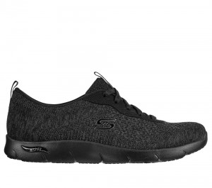 Women Skechers Arch Fit Refine - Lavish Lace Up Shoes Black USA | 6423-FNOGX