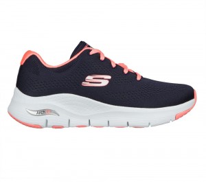Women Skechers Arch Fit - Big Appeal Lace Up Shoes Navy / Coral USA | 3089-QIZBY