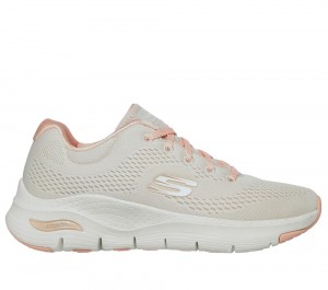 Women Skechers Arch Fit - Big Appeal Lace Up Shoes Natural / Coral USA | 9038-VWTZC