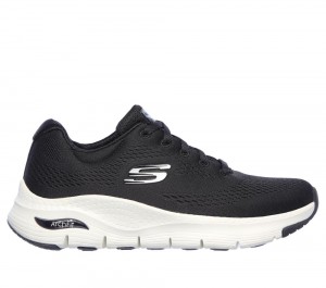 Women Skechers Arch Fit - Big Appeal Lace Up Shoes Black / White USA | 9368-JFZRQ