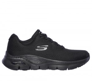 Women Skechers Arch Fit - Big Appeal Lace Up Shoes Black USA | 2563-MVWYH