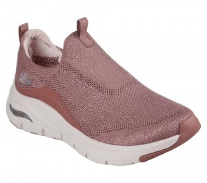 Women Skechers Arch Fit - Keep It Up Slip On Shoes Mauve Purple USA | 1596-SFCLD