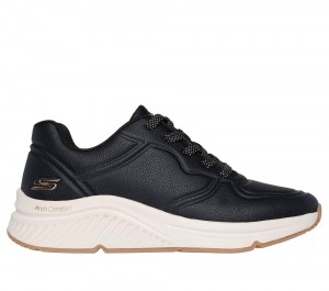 Women Skechers BOBS Arch Comfort B Sweet - A Bind Lace Up Shoes Black USA | 1042-FVZEP