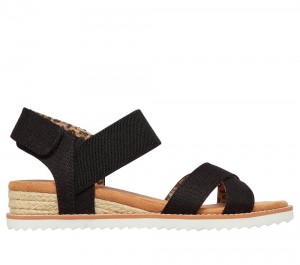 Women Skechers BOBS Desert Kiss - Secret Picnic Sandals Black USA | 6943-KMYLN