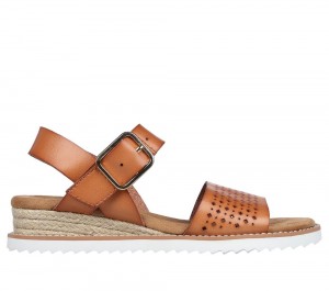 Women Skechers BOBS Desert Kiss - Sunny Flair Wedges Luggage Brown USA | 0471-XKENT