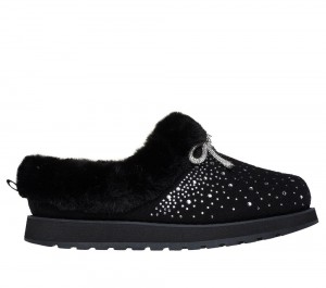 Women Skechers BOBS Keepsakes - Frosted Ties Slip On Shoes Black USA | 1274-GSJFK