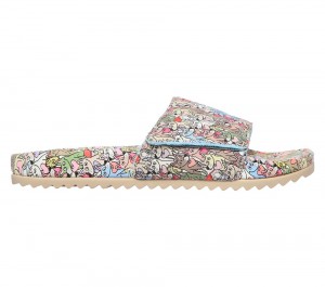 Women Skechers BOBS Pop-Ups 2 - Spring Crush Sandals Taupe / Multicolor USA | 1920-QIXWF