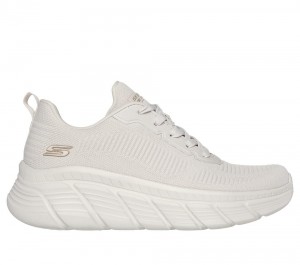 Women Skechers BOBS Sport B Flex Hi - Flying HI Lace Up Shoes Off White USA | 1236-MNTBF