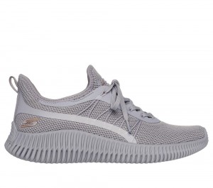 Women Skechers BOBS Sport Geo - New Aesthetics Slip On Shoes Quail Grey USA | 9421-BFIUT