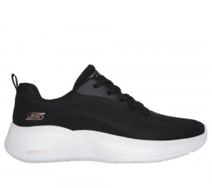 Women Skechers BOBS Sport Infinity Lace Up Shoes Black USA | 4786-XZJEO