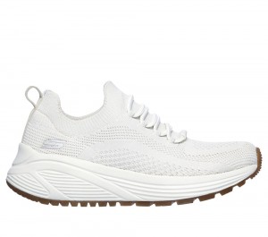 Women Skechers BOBS Sport Sparrow 2.0 - Allegiance Crew Slip On Shoes Off White USA | 0841-CLUJD